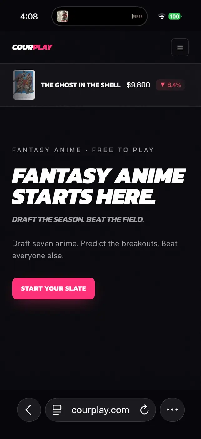 Courplay mobile homepage